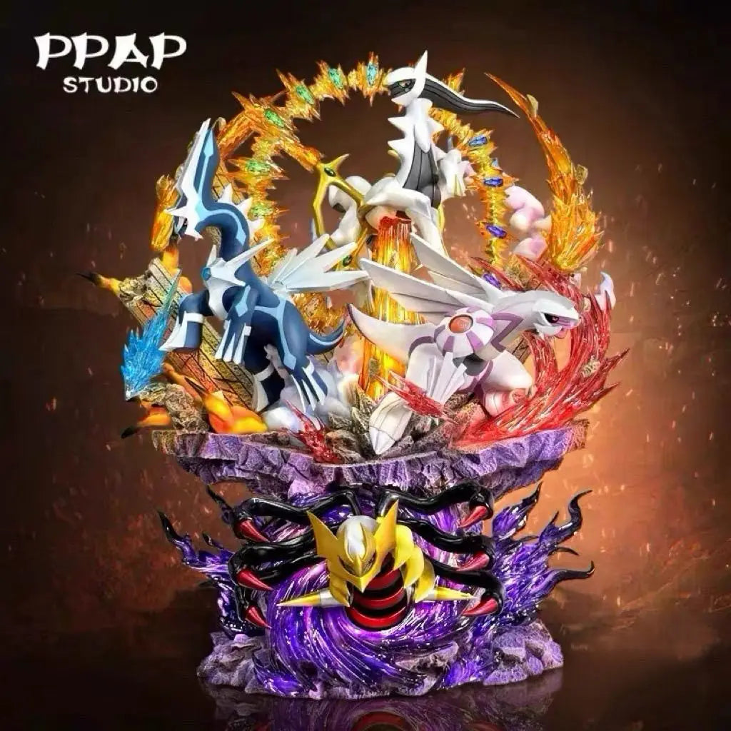 Pokemon Four Gods Figure Dialga Palkia Arceus Giratina Statue 37cm LED Light Up Anime Figure Collection Model Toys Gifts