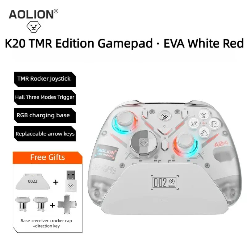Aolion K20 RGB Wireless Gaming Controller Hall Effect Joystick Trigger For Nintendo Switch 2/PC/Phone With Charging Dock Gamepad