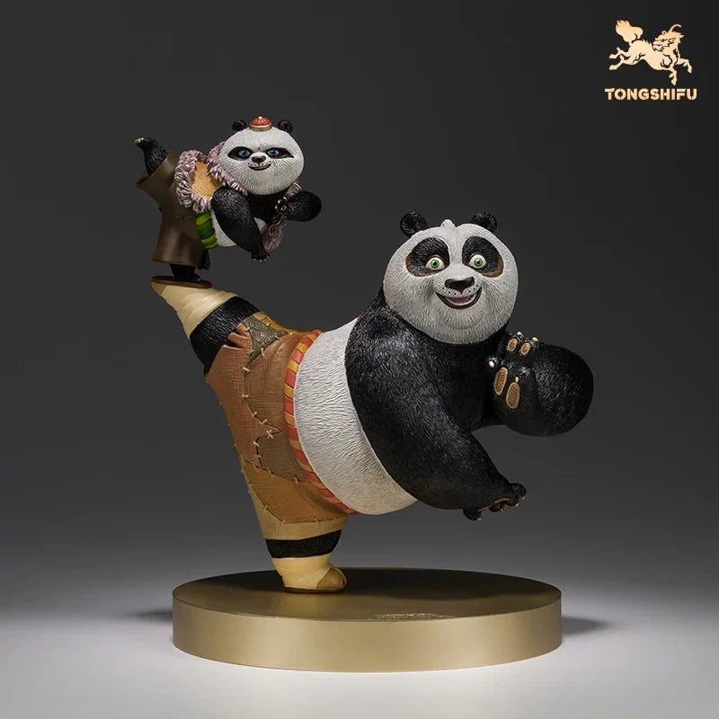 Copper Craft Chinese Cartoon Film Character Kung Fu Panda Cute Bronze Statue "study and Train Hard" Panda Figurine Desktop Decor