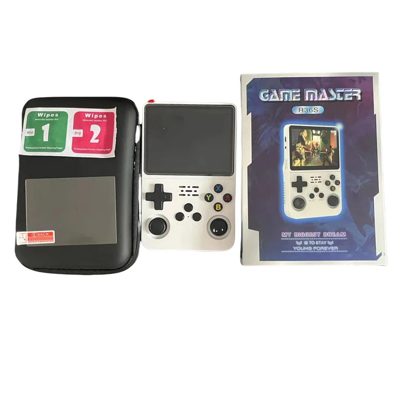 Console R36s 128gb Retro Handheld Video Game Console 3.5inch for Kids Gift with Protective Case and r36s Screen Protecter