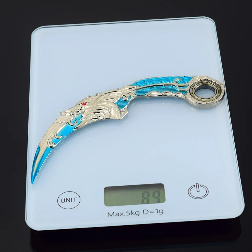 6,7 Zoll chinesischer Drache Karambit Metall Dark Moon Double Thorn Modell Spiel Leben und Tod Peripheriegeräte Golden Dragon Claw Knife Toy