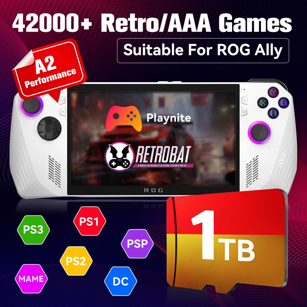 512G/1TB Game Card For ROG Ally/Win Handheld Game Consoles With 42000+ Retro/AAA Games Memory Card For N64/PS3/PS2/MAME/PSP/PS1