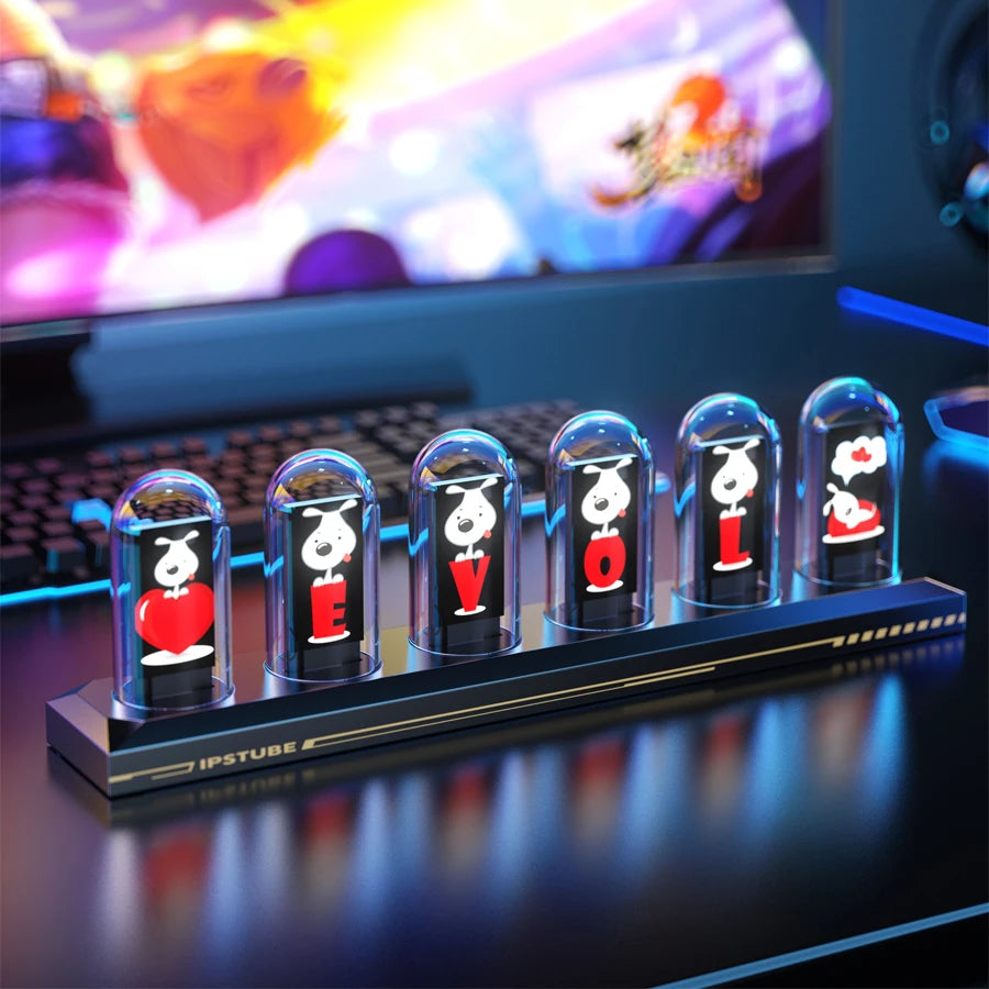 Nixie Tube Clock Night Light IPS RGB Glow Color App Control DIY Screen Digital Tube Clock For Bedroom