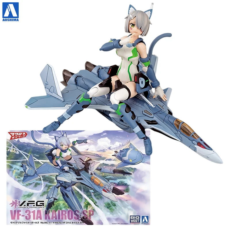 Aoshima V.F.G. Macross Delta VF-31A Kairos SP Action Figures Collectible Mecha Girl Plastic Model Kit