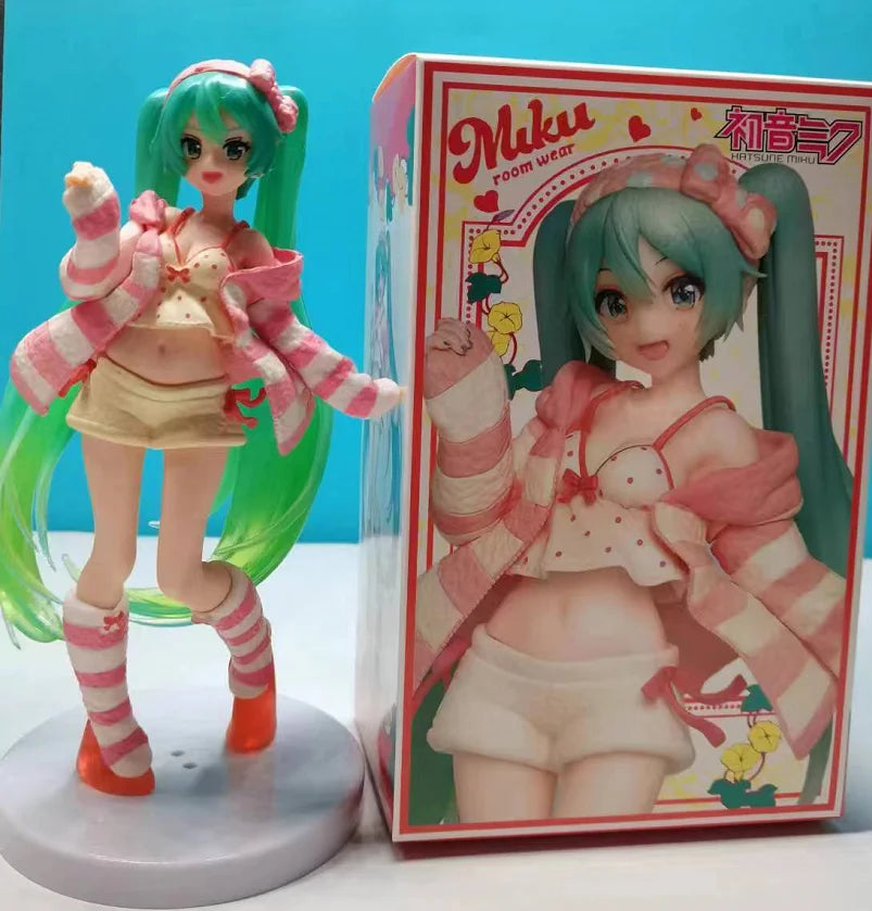 20CM Anime Hatsune Miku Home Clothes Pajamas Dress Up Standing Model Toy Gift For Children Collection PVC Action Figure Boxed