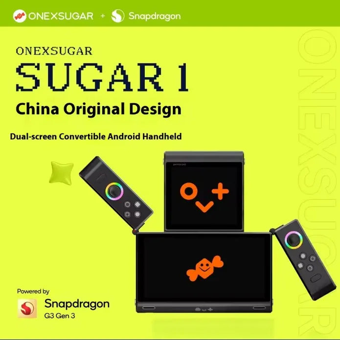 ONEXSUGAR SUGAR1 Game Console Dual-screen Handheld Game Players Snapdragon G3 Flip-top Deformable Gamepad Hall Joystick Custom