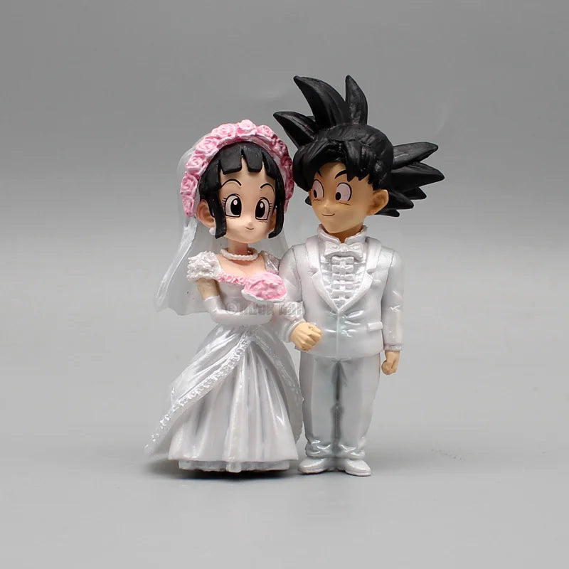 New Dragon Ball Anime Figure Son Goku Figures Lg Wedding Goku Chichi Mariage Figurine 9cm Scene Statue Q-Version Pvc Model Doll
