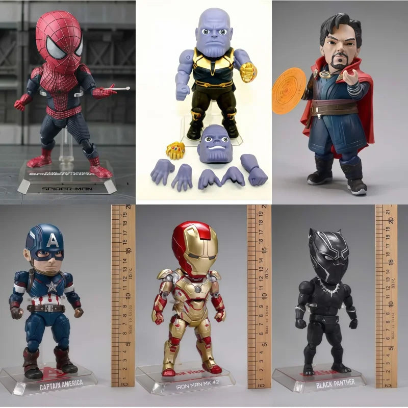 Avengers Captain America Doctor Strange Iron Man Thanos Black Panther Q-Version Mobile Figurine Model Toys For Kids Gift