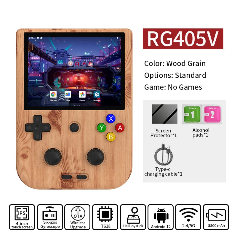 ANBERNIC RG405V Video Handheld Game Console 4" IPS HD Touch Screen Android 12 System T618 64-bit Wifi Portable Retro Game Player