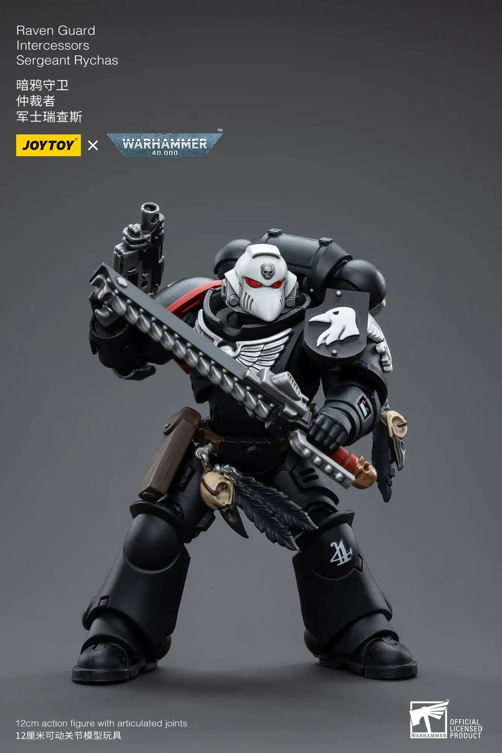 Joytoy Warhammer 40K 1/18 Action Figures Raven Guard Intercessors Sergeant Rychas Model Toy Boy Gifts 3.75inch