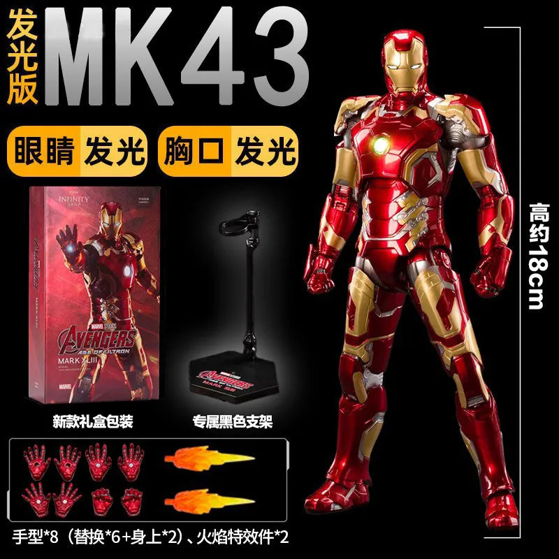 Marvel War Machine MK1 to MK43 movable model luminous Iron Man Hulkbuster armor Whiplash Titanium King New Year Birthday gift
