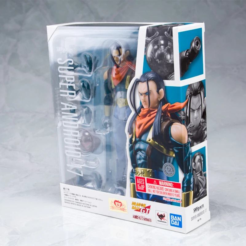 Bandai Genuine SHF Dragon Ball SUPER ANDROID 17 Anime Action Figure Collectible Joints Movable Model Toy Ornaments Gift Children