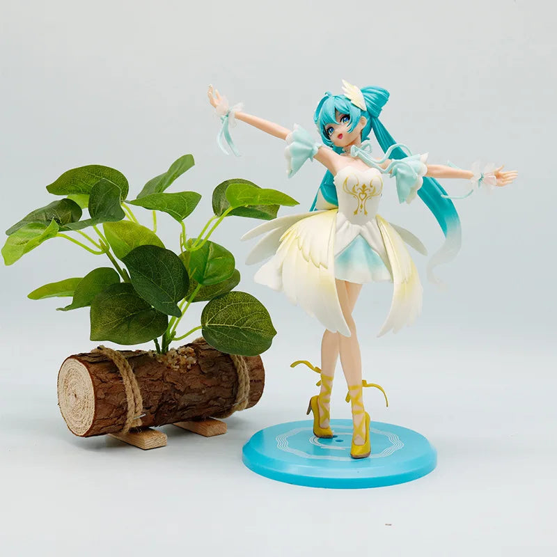 New 22cm Anime Hatsune Miku Figure Sexy Character Ornaments white pink chair Kawaii Car Decoration Collectible Model gift