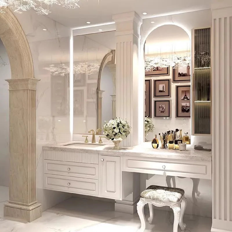 American Rock Slab Vanity Integrated Bathroom Cabinet Combination Cream Wind Oak Wash Hand Washbasin Bathroom