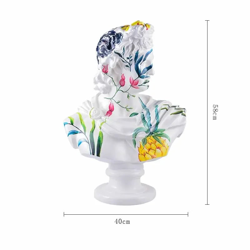 75CM David Bust Head Portraits Figurines Sculpture Michelangelo Resin Apollo Statue Nordic Decor Large Size Graffiti Art Crafts