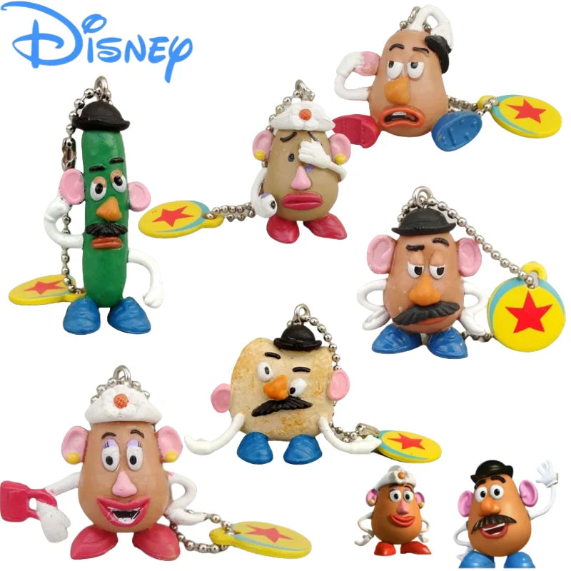 Disney Mr Potato Head Q Edition Keychain Creative High-value Anime Cartoon Cute Shape Potato Chips Cucumber Head Doll Decoration