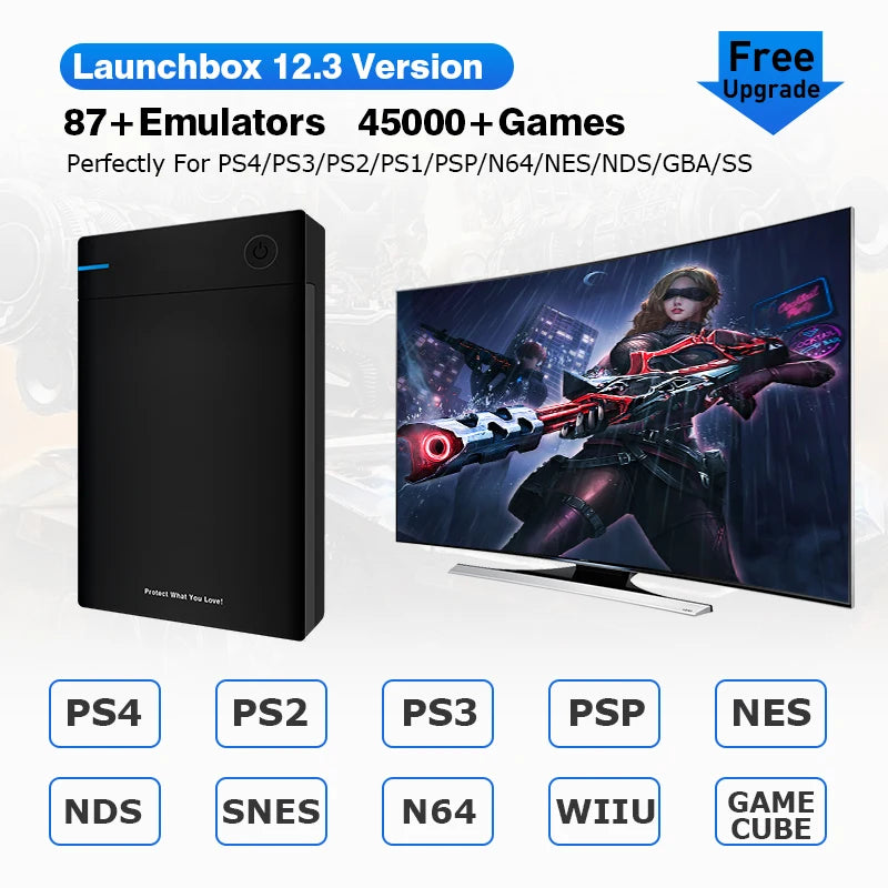 12TB Launchbox Game HDD with Big Box Super Console Built-in Emulator 45000+ Games For PS3/PS2/PS1/WII/SS/WIIU For Windows8/10/11