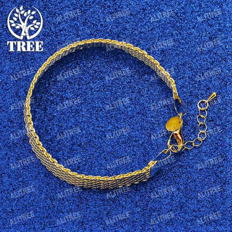 ALITREE 18K Gold Armband Armband Geschenk Für Frau Mann Geburtstag Party Hochzeit Engagement Schmuck Breite 10mm Kette