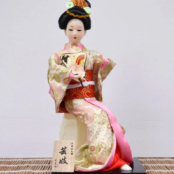 12inch Japanese Geisha Doll Statuette Sitting Figurine Japanese Kimono Kokeshi Kabuki Geisha Handicraft Ornament Birthday Gift