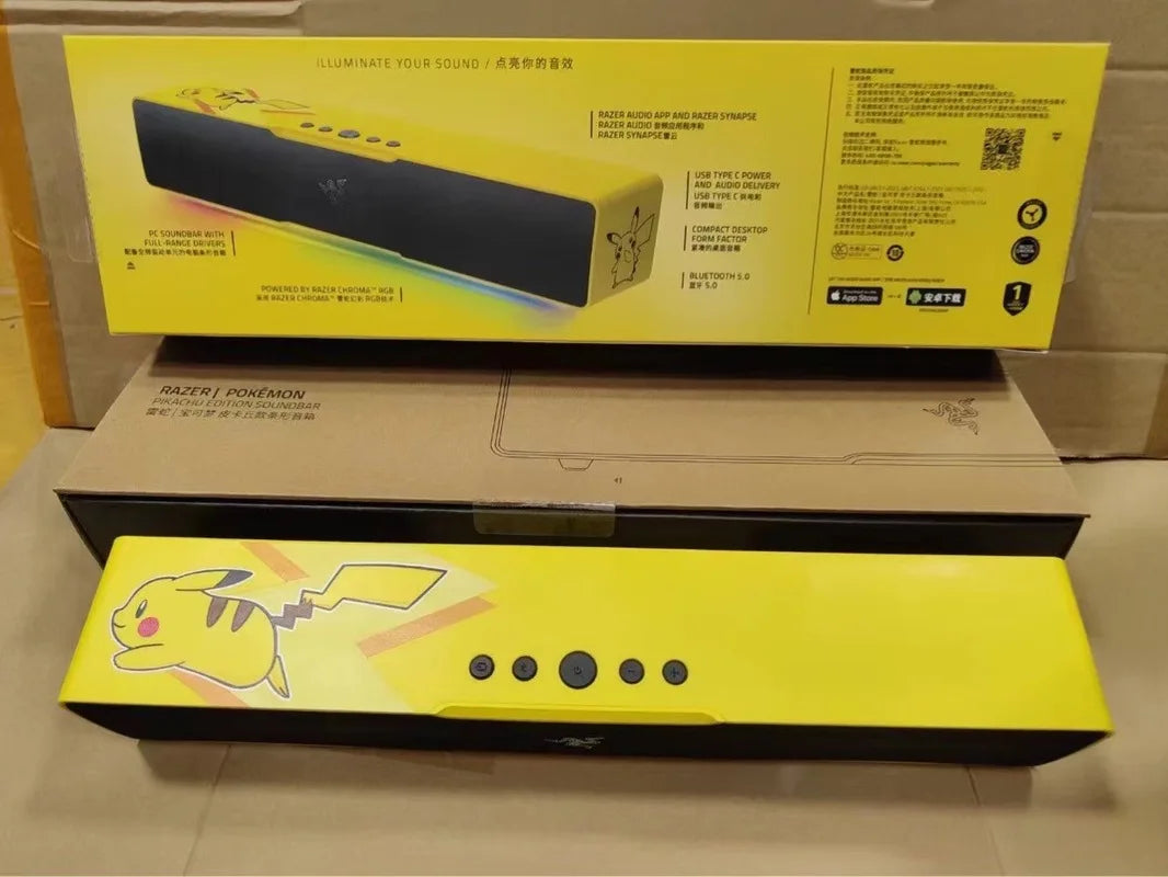 Razer Pokemon Pikachu Bluetooth Speaker Rgb Light Effect Desktop Computer Audio With Heavy Bass Stereo Usb For Pc Phone Mobile
