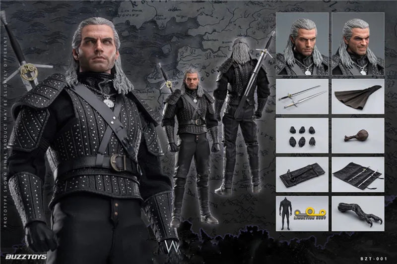BUZZTOYS BUZ001 1/6 Male White Wolf Geralt High Quality Model Full Set 12'' Action Figure Soldier In Stock For Fans Collection