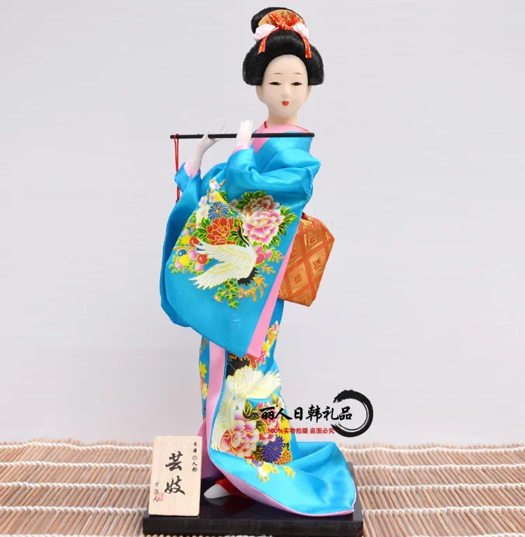 12inch Japanese Geisha Doll Statuette Sitting Figurine Japanese Kimono Kokeshi Kabuki Geisha Handicraft Ornament Birthday Gift