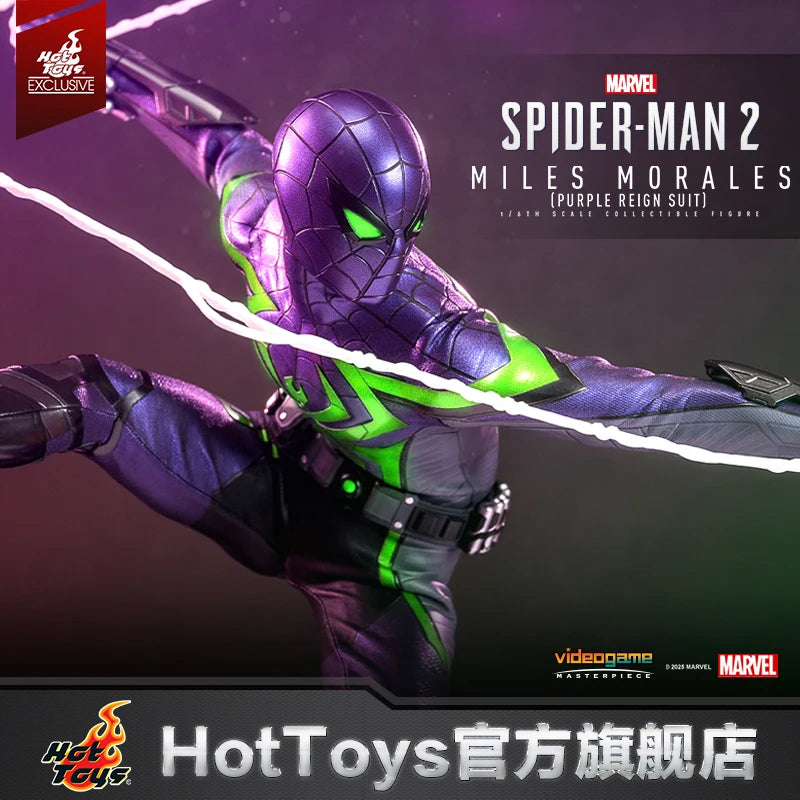 Hot Toys Marvel Spider Man 2 Miles Morales Purple Reign Suit 1 6 Scale Collectible Action Figure For Marvel Movie Collectorsgift