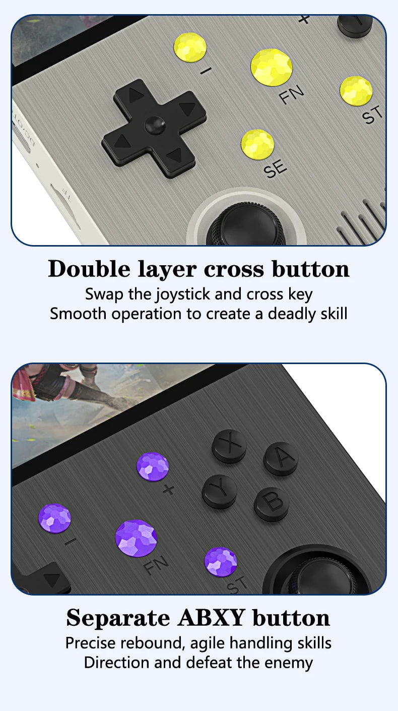 64G Handheld-Spielekonsole 4,3-Zoll-IPS-Bildschirm 3000mAh Akku Linux-System Retro Tragbare Videokonsole Geschenk