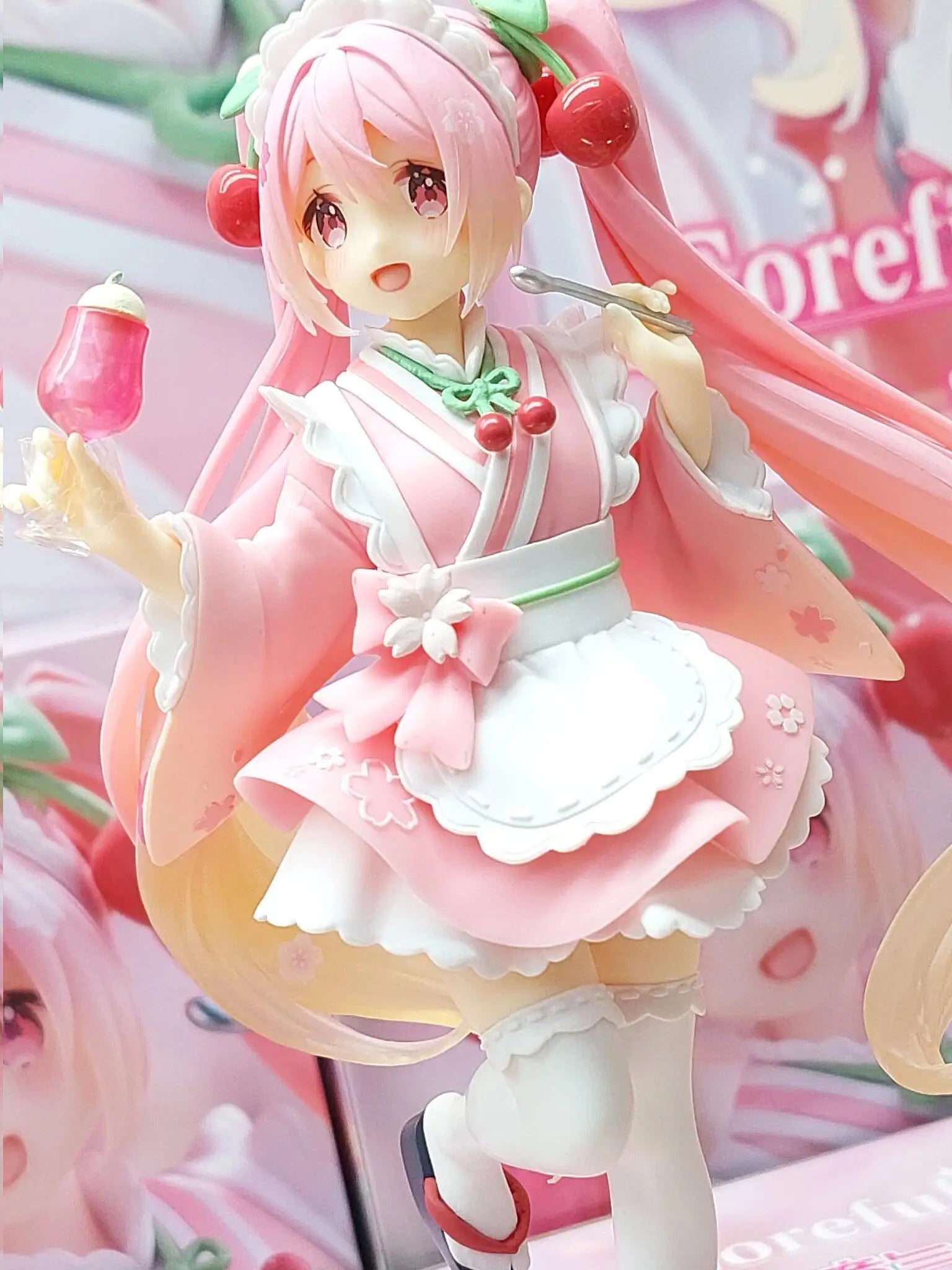 Original Taito Hatsune Miku Coreful Sakura Wafuu Kissa Ver. Maid Figure Anime Figurine Model Gk Collectible Toy Kawaii Gift
