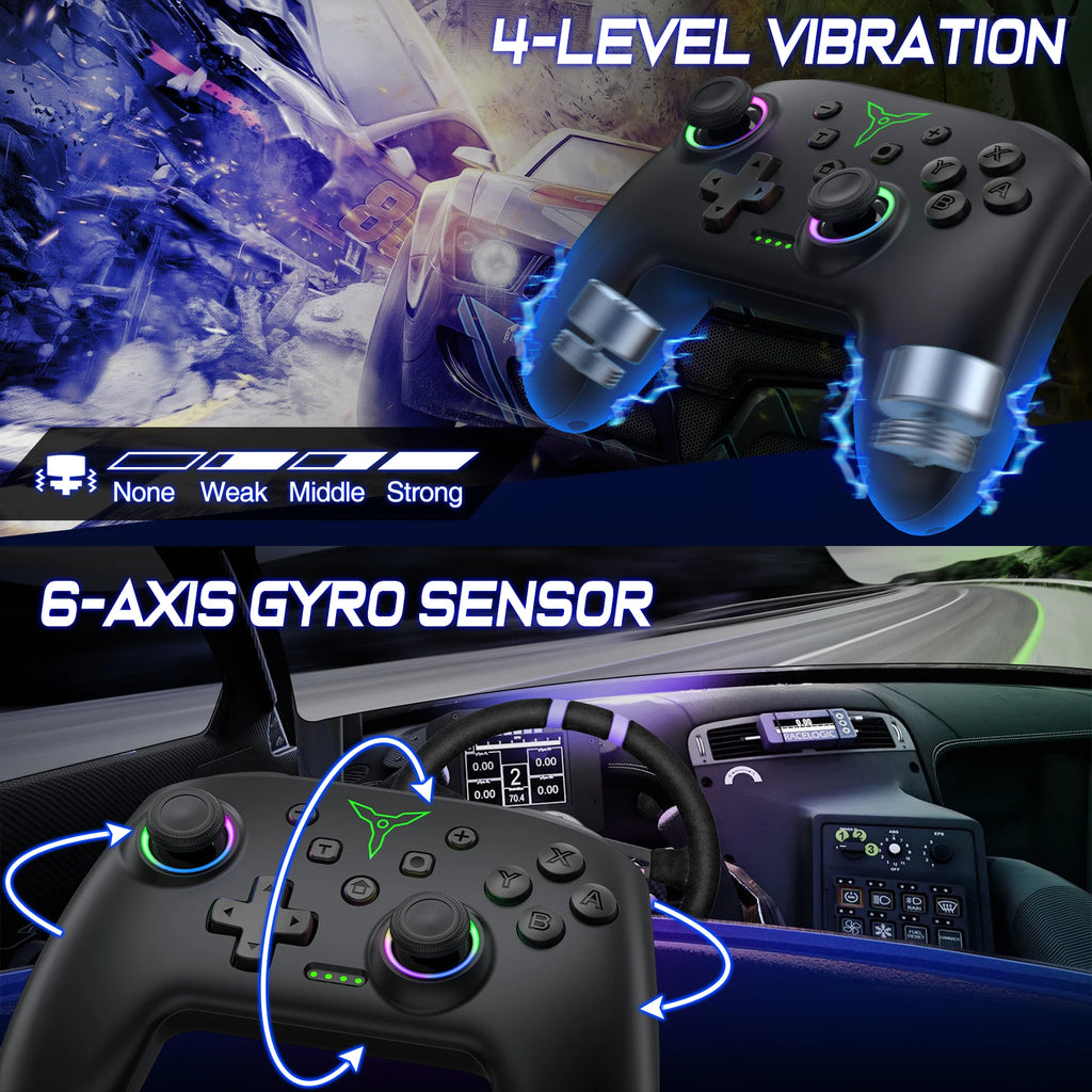 BEBONCOOL Q218 Wireless Switch Controller For Nintendo Switch/OLED/Lite/Android/IOS/ PC with Programmable,Turbo,6-Axix Gyro