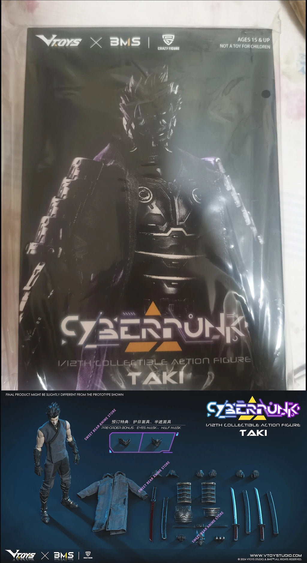 In Stock VTOYS＆BMS TAKI VSD010 Cyberpunk Samurai: Takumi  1/12 Action Figure Anime Model Trendy Toys Desktop Doll Collectibles