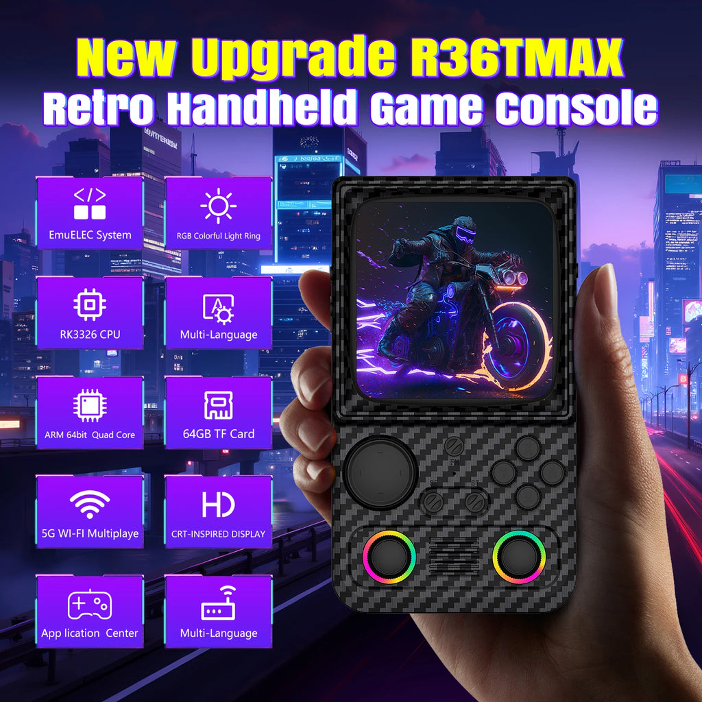 AISLPC R36T MAX Retro Handheld Game Console EmuEMEC System 20000+Games 4.0'' IPS Screen Supports 5G Portable Pocket Video Player