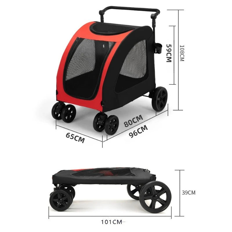 Dog Stroller Portable Breathable Puppy Carrier Strong Load-bearing Capacity Dog Transport Foldable Travel Pets Dogs Accessories
