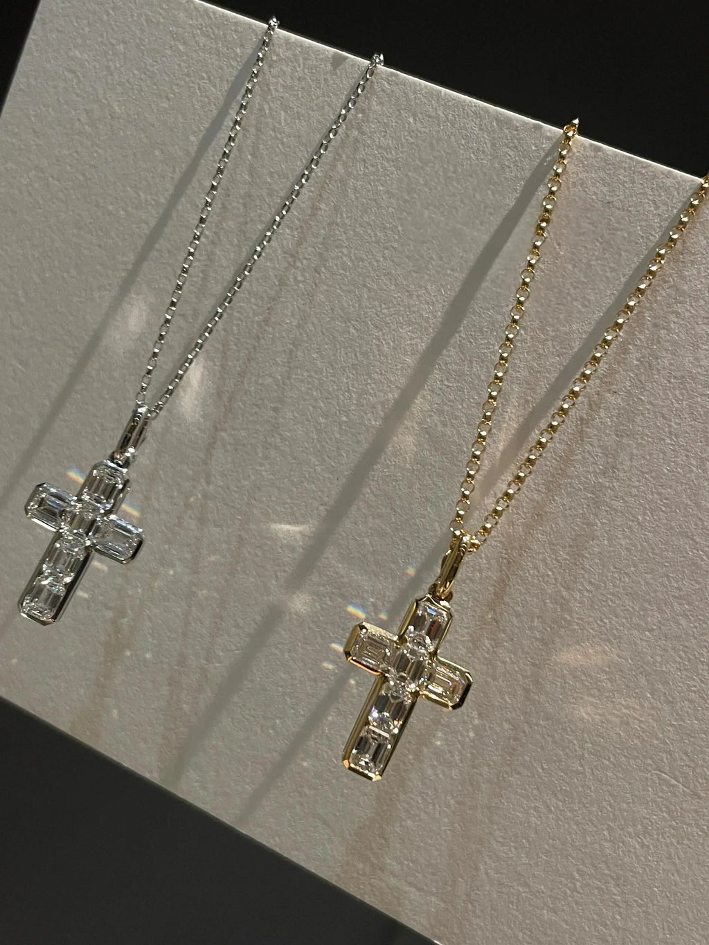18K Solid Real Gold Lab Grow Diamond Necklace 6 stone emerald 2CT Round Cross Pendant IGI Diamond CVD/HPHT Custom 14K gold