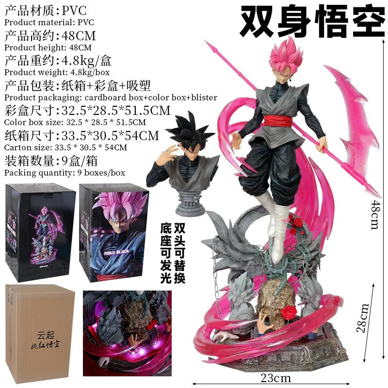Yunqi GK Dragon Ball Super Rose Goku Black PVC Figure Luminous Base Interchangeable Parts Collectible Statue Decor