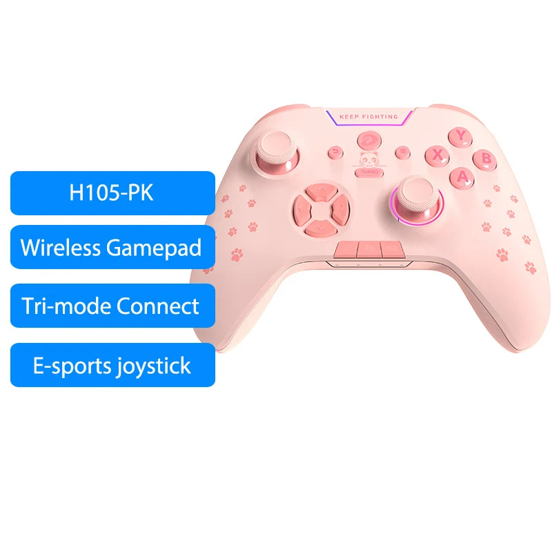 DAREU Tri-mode Gamepad RGB Bluetooth Wireless 2.4G E-sports Joystick Gaming Controller Macro Back Button for Android PC TV Games