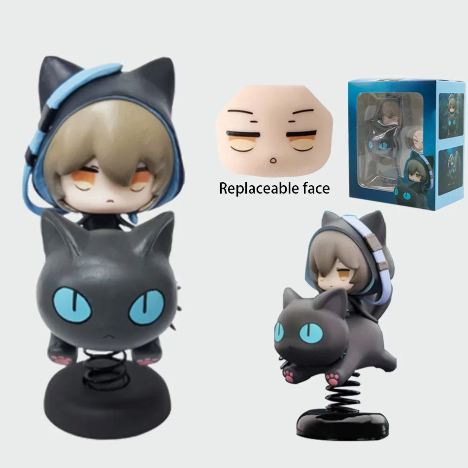 10cm Arknights Phantom Lucian Black Cat Shake Figure Figurine Doll Toy creative personalized statue model ornament GIFT