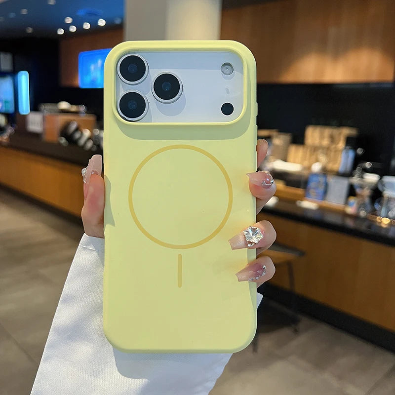 For Magsafe Magnetic Wireless Charging Luxury Solid Color Liquid Silicone Phone Case For iPhone 17 Pro Max Air Bumper Back Cover