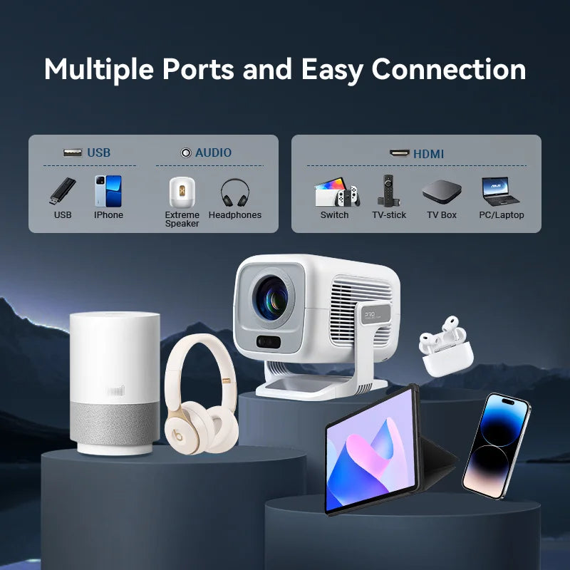 HUAWEISHI 4K Projector Android Native Portable 1080P Auto Focus 600ANSI Video home Cinema Outdoor hd led Projetor