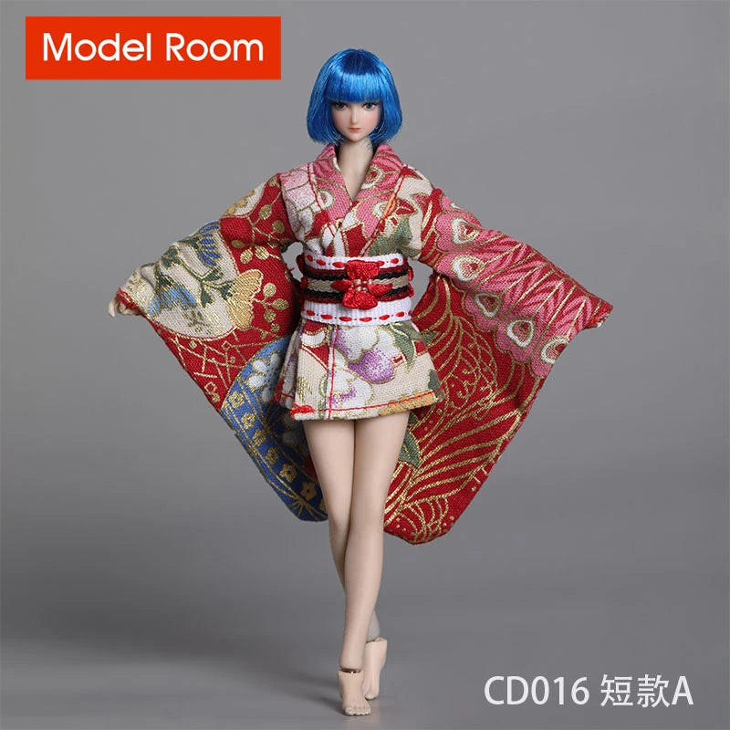 CDtoys CD016 1/12 Female Long Short Kimono Model Soldier Printing Clothes Fit 6'' TBL Action Figure Body Dolls