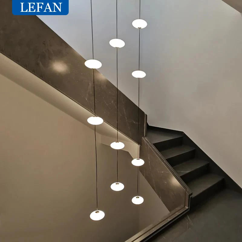 Modern Led staircase chandelier living room hanging light designer Villa duplex building  oval string attic pendant lighting