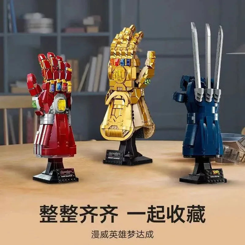 32cm Iron Man Series Thanos Infinity Gloves Marvel Figure Toys Nano Gauntlet Plastic Iron Man Diy Puzzle Model Ornaments Gifts