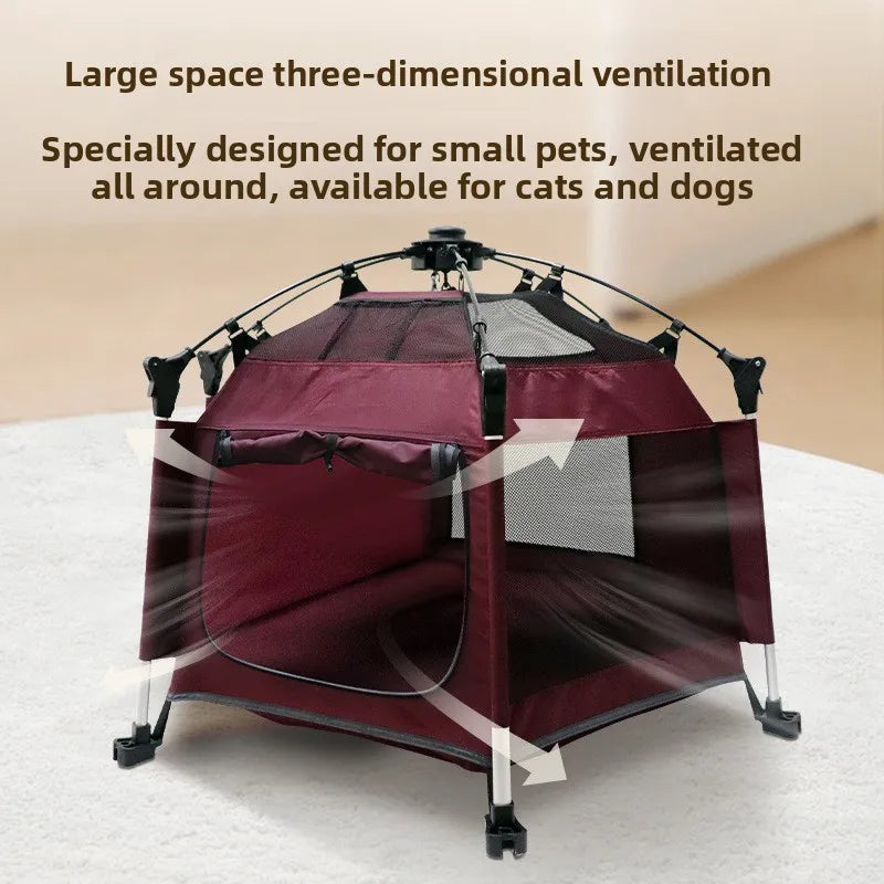 Ganzjahres-Haustierzelt für Katzen und Hunde, Sommer, Outdoor, atmungsaktiv, faltbares Haustierhaus, Hundezelt, kein Aufbau erforderlich, Haustierbett