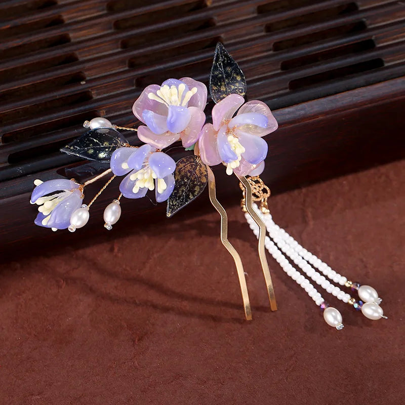 Bridal Headdress Hair Clip Hairpins Haircomb Earring Set Chinese Antique Hair Accessories Set Long Fringed Vintage Hairpins