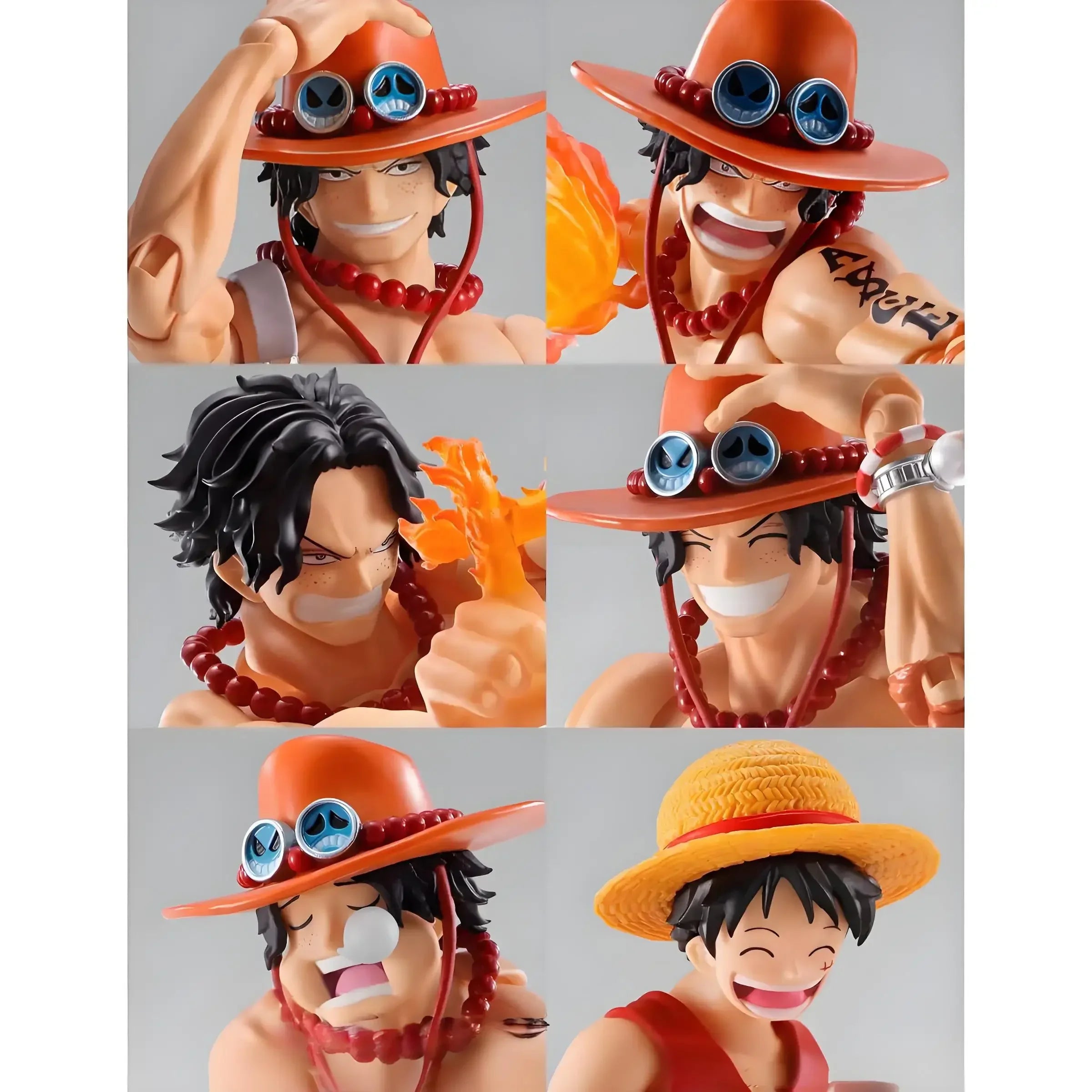 Auf Lager: Bandai SHFiguarts SHF ONE PIECE PORTGAS.D.ACE SABO Luffy Modellbausatz Actionfiguren Modellspielzeug Geschenk für Kinder