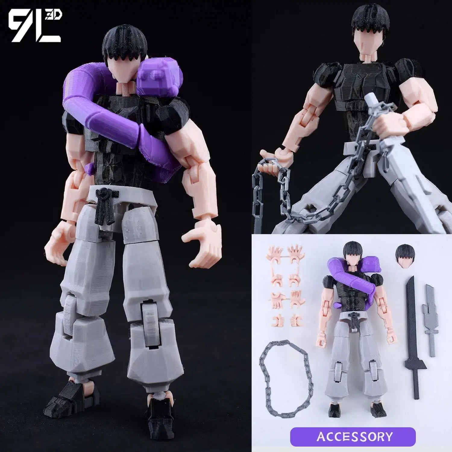 9L 3D-gedruckte Solo Leveling Sung Jin-Woo Lucky T13 Dummy 13 bewegliche Shapeshift-Actionfiguren Schaufensterpuppenspielzeug für Fans Geschenke