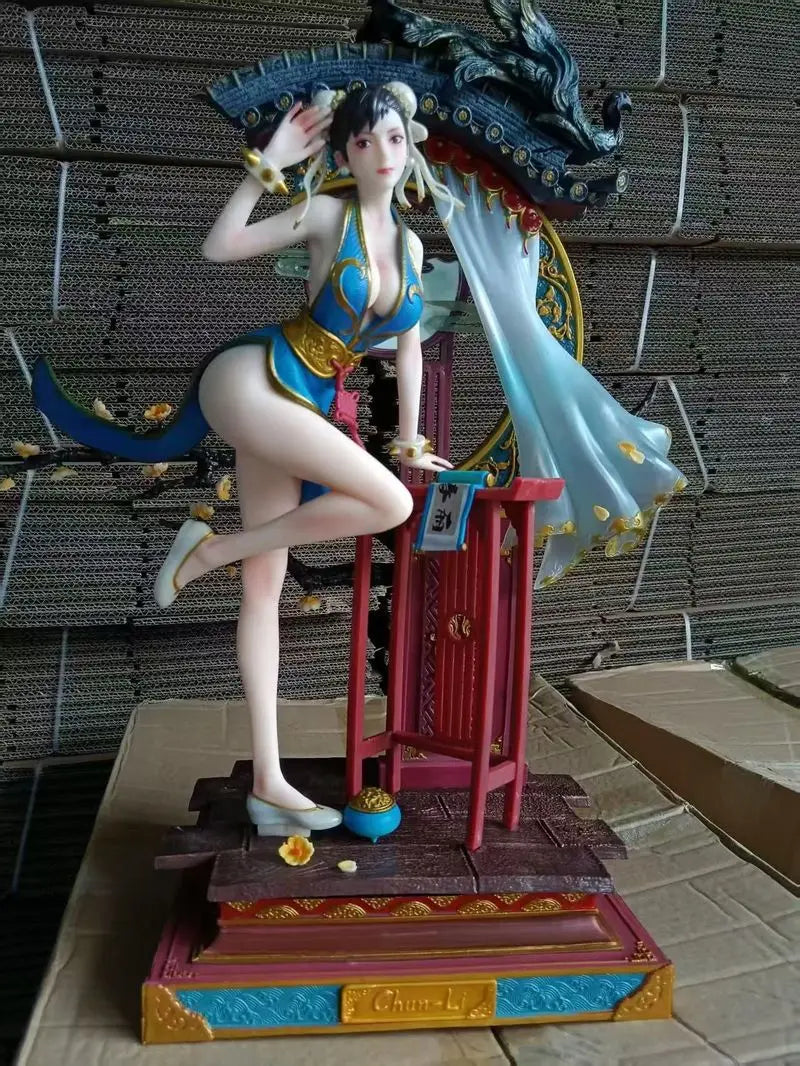 In Stock Street Fighter Chun-Li Blue Cheongsam Style Pvc Statue (Domestic Version) 1/4 Big Model Desktop Ornament Collectibles