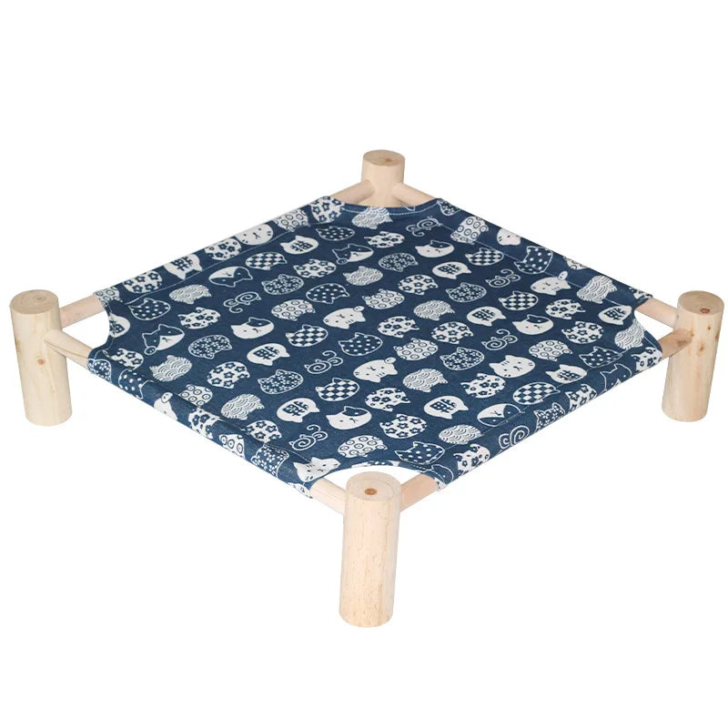Cat Bed House Outdoor Universal Pet Bed Removable Breathable Pet Hammocks Bed for Cat Small Dog Durable Wood Frame Canvas Beds