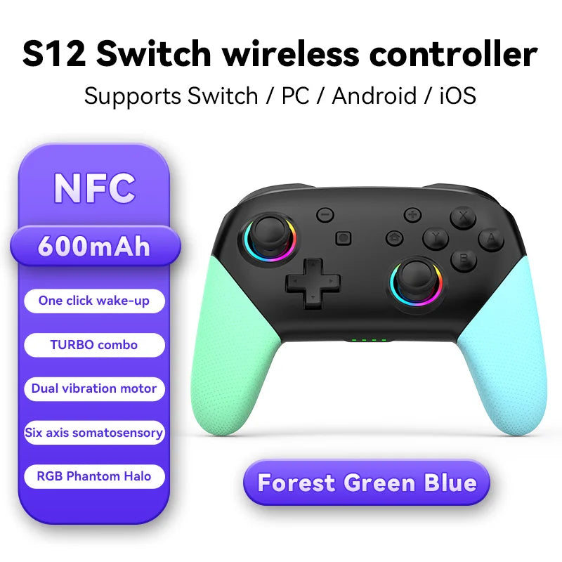 Wireless Controller RGB For Nintendo Switch OLED / Lite Console Pro Gamepad with 600/1000Mah Battery Programmable Turbo Function