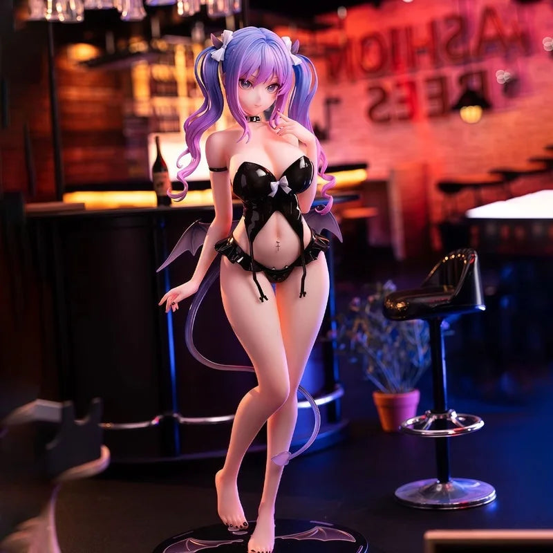 GW Momoko Cute Anime Succubus Figure PVC Collectible Purple Haired Anime Girl Figurine Desktop Decoration For Anime Otaku Fans